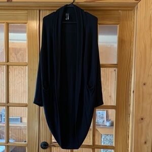 Women's Athleta Ethereal Cacoon Wrap Open Front Black Cardigan Sweater S/M